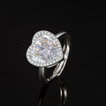 Women’s Romantic Heart-Cut High-Carbon Diamond Adjustable Ring with Pavé Halo – 9 Colors