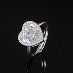 Women’s Romantic Heart-Cut High-Carbon Diamond Adjustable Ring with Pavé Halo – 9 Colors