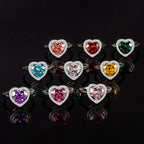 Women’s Romantic Heart-Cut High-Carbon Diamond Adjustable Ring with Pavé Halo – 9 Colors