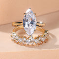 Women’s Marquise Cubic Zirconia Two-Piece Ring Set with Sparkling Stacking Band