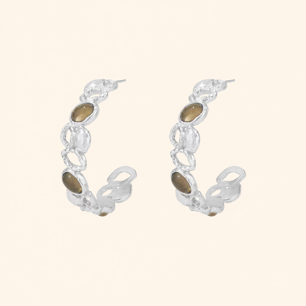 Sicilian Lemon Stone Drop Stud Earrings – Gold & Silver
