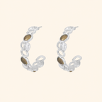 Sicilian Lemon Stone Drop Stud Earrings – Gold & Silver