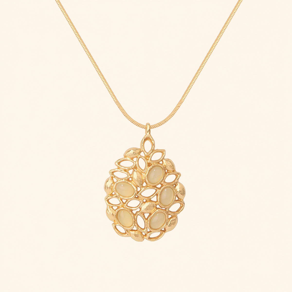 Sicilian Lemon Stone Pendant Necklace – Gold & Silver