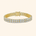Double Row Cubic Zirconia Tennis Bracelet – Gold & Silver