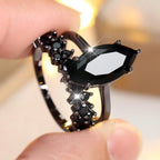 Women’s Marquise Cubic Zirconia Two-Piece Ring Set with Sparkling Stacking Band