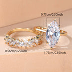 Women’s Marquise Cubic Zirconia Two-Piece Ring Set with Sparkling Stacking Band