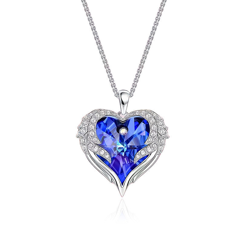 Women’s Elegant Heart Pendant Necklace with Sparkling Zirconia and Rose Gift Box