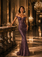 Women’s Mauve Glamorous Sweetheart Off-Shoulder Mermaid Maxi Dress