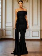 Women’s Dark Green Elegant One-Shoulder Sleeveless Tailored Maxi Dress