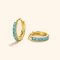 Turquoise Crystal Mini Huggie Hoop Earrings – Gold & Silver
