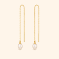 24K Gold-Plated 925 Sterling Silver Freshwater Pearl Threader Earrings