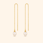 24K Gold-Plated 925 Sterling Silver Freshwater Pearl Threader Earrings