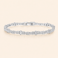Women’s Silver Tone Alternating Baguette & Round Stone Tennis Bracelet