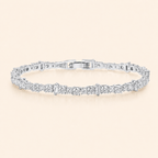 Women’s Silver Tone Alternating Baguette & Round Stone Tennis Bracelet
