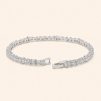 Women’s Silver Tone Alternating Baguette & Round Stone Tennis Bracelet