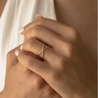 Gold-Plated 925 Sterling Silver Crystal Orbit Crossover Ring