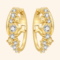 Gold Star & Cubic Zirconia Huggie Hoop Earrings