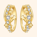 Gold Star & Cubic Zirconia Huggie Hoop Earrings