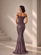 Women’s Mauve Glamorous Sweetheart Off-Shoulder Mermaid Maxi Dress