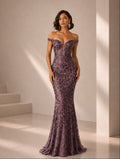 Women’s Mauve Glamorous Sweetheart Off-Shoulder Mermaid Maxi Dress