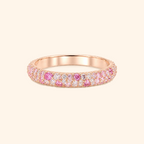 Women’s Rose Gold Plated Pink and Clear Zircon Pavé Band Ring