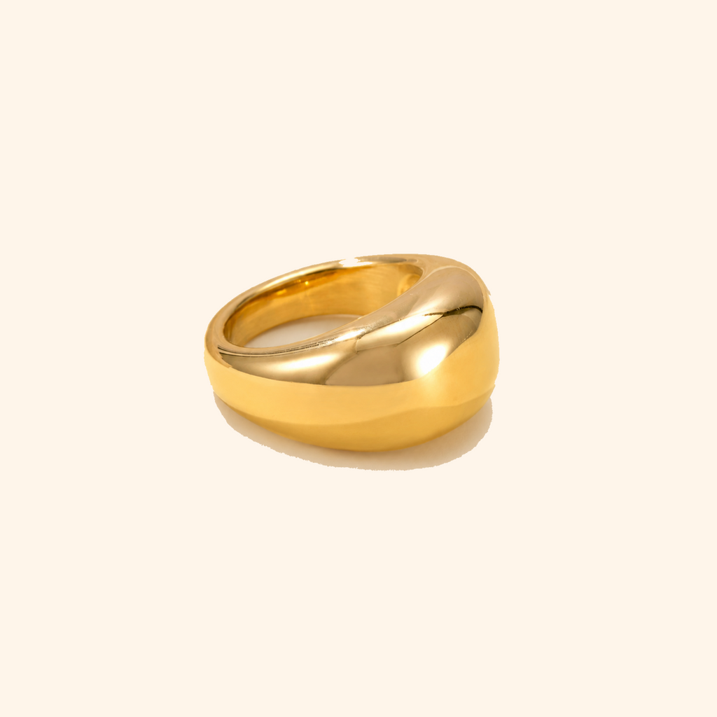Gold-Plated Stainless Steel Sculptural Dome Band Ring