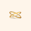 Gold-Plated 925 Sterling Silver Crystal Orbit Crossover Ring