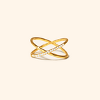 Gold-Plated 925 Sterling Silver Crystal Orbit Crossover Ring