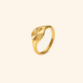 Gold-Plated Stainless Steel Sunburst Signet Ring