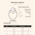 Women’s S925 Sterling Silver Oval Moissanite Two-Piece Stackable Ring Set, 7×10 mm